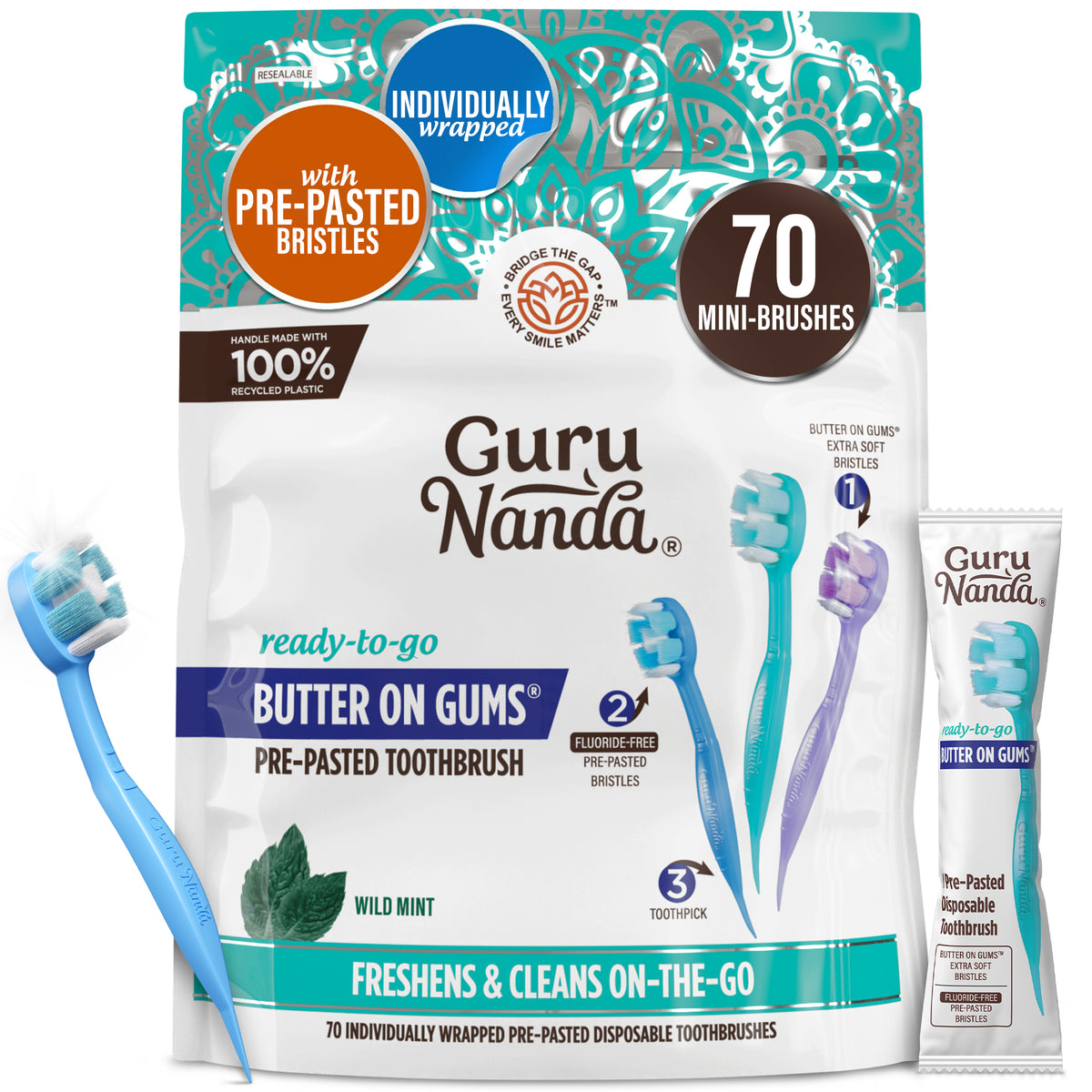 Ready-to-Go Butter on Gums Pre-Pasted Toothbrushes